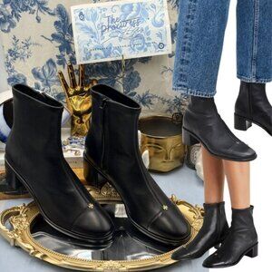 🆕 TORY BURCH 🧿 NWOB Cap Toe Low Heel Ankle Boots, Perfect Black - Sz 7
